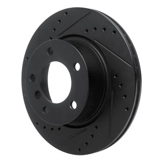 R1 05-07 BMW 120i (Mexico) Front Left Drilled & Slotted Black Brake Rotor