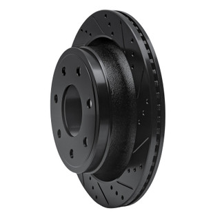 R1 12-14 Ford F-150 RWD Rear Right Drilled & Slotted Black Brake Rotor