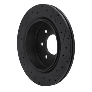 R1 12-14 Ford F-150 4WD Rear Left Drilled & Slotted Black Brake Rotor