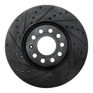 R1 97-06 Audi A6 (USA/Canada) Front Left Drilled & Slotted Black Brake Rotor