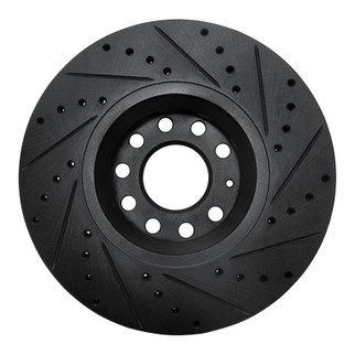 R1 97-06 Audi A6 (USA/Canada) Front Left Drilled & Slotted Black Brake Rotor