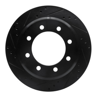 R1 08-25 Ford E-150 Rear Left Drilled & Slotted Black Brake Rotor
