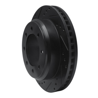 R1 08-25 Ford E-150 Rear Left Drilled & Slotted Black Brake Rotor