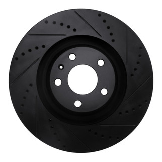 R1 05-11 Audi A6 Quattro Front Right Drilled & Slotted Black Brake Rotor