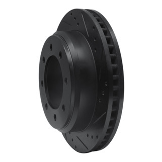 R1 08-25 Ford E-150 Rear Right Drilled & Slotted Black Brake Rotor