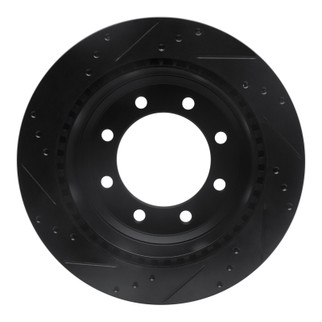 R1 08-25 Ford E-150 Rear Right Drilled & Slotted Black Brake Rotor
