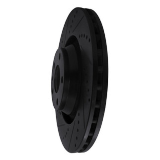 R1 05-11 Audi A6 Quattro Front Left Drilled & Slotted Black Brake Rotor