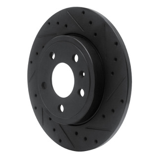 R1 00-09 Audi A4 (USA/Canada) Rear Right Drilled & Slotted Black Brake Rotor