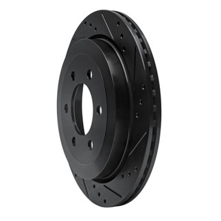 R1 07-17 Ford Expedition Rear Right Drilled & Slotted Black Brake Rotor