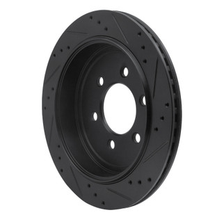R1 07-17 Ford Expedition Rear Left Drilled & Slotted Black Brake Rotor