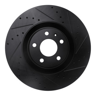 R1 04-09 Audi S4 Front Right Drilled & Slotted Black Brake Rotor