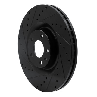 R1 04-09 Audi S4 Front Left Drilled & Slotted Black Brake Rotor