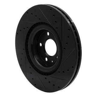 R1 04-09 Audi S4 Front Left Drilled & Slotted Black Brake Rotor