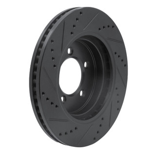 R1 06-10 Ford Explorer Sport Trac Front Right Drilled & Slotted Black Brake Rotor