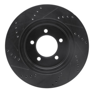R1 06-10 Ford Explorer Sport Trac Front Right Drilled & Slotted Black Brake Rotor