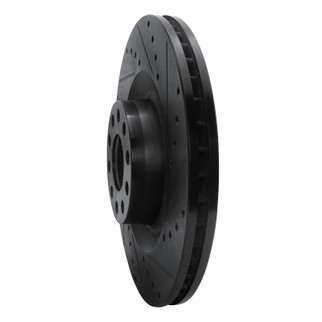 R1 01-03 Audi S8 Front Right Drilled & Slotted Black Brake Rotor