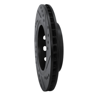 R1 00-02 Audi S4 Rear Left Drilled & Slotted Black Brake Rotor