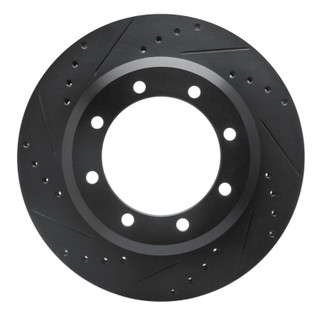 R1 05-12 Ford F-350 Super Duty 4WD Rear Left Drilled & Slotted Black Brake Rotor