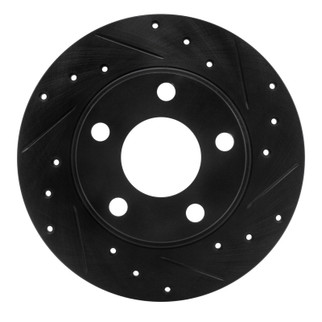 R1 99-05 Audi A6 Quattro Rear Right Drilled & Slotted Black Brake Rotor