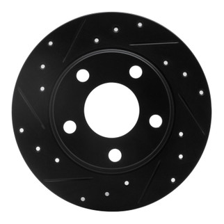 R1 99-05 Audi Allroad Rear Left Drilled & Slotted Black Brake Rotor