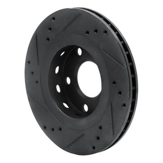 R1 00-03 Audi A8 Rear Right Drilled & Slotted Black Brake Rotor