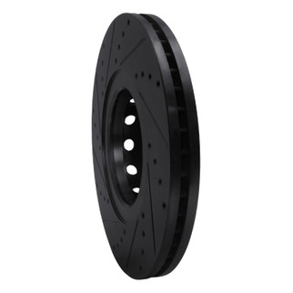 R1 00-03 Audi A8 Front Right Drilled & Slotted Black Brake Rotor