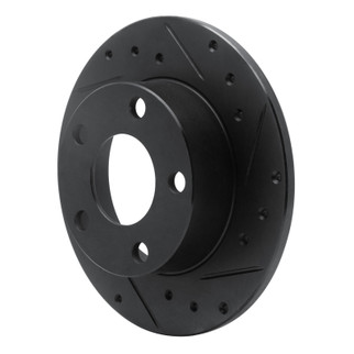 R1 98-01 Audi A6 Quattro Rear Right Drilled & Slotted Black Brake Rotor
