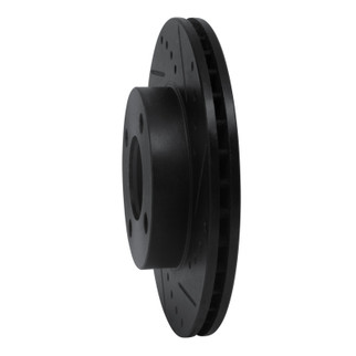 R1 90-91 Audi 90 Quattro Front Right Drilled & Slotted Black Brake Rotor