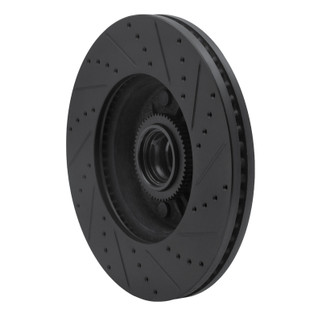 R1 04-06 Ford E-150 Club Wagon Front Left Drilled & Slotted Black Brake Rotor
