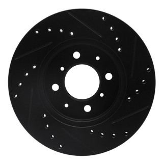 R1 06-11 Fiat Panda (Mexico) Front Left Drilled & Slotted Black Brake Rotor