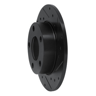 R1 85-00 Audi 5000S Quattro Rear Right Drilled & Slotted Black Brake Rotor