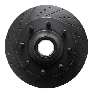 R1 03-05 Ford F-350 Super Duty 2WD Front Left Drilled & Slotted Black Brake Rotor