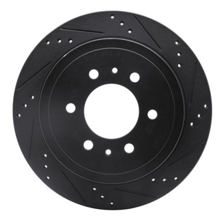 R1 04-11 Ford F-150 RWD Rear Left Drilled & Slotted Black Brake Rotor