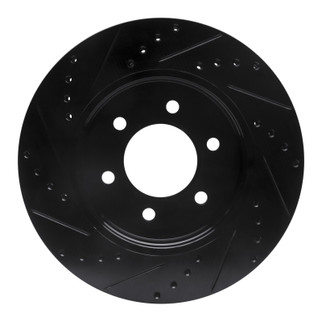 R1 04-08 Ford F-150 4WD Front Right Drilled & Slotted Black Brake Rotor