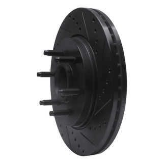 R1 04-08 Ford F-150 RWD Front Right Drilled & Slotted Black Brake Rotor