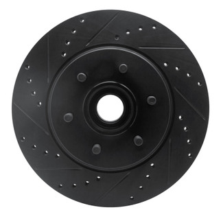 R1 04-08 Ford F-150 RWD Front Left Drilled & Slotted Black Brake Rotor