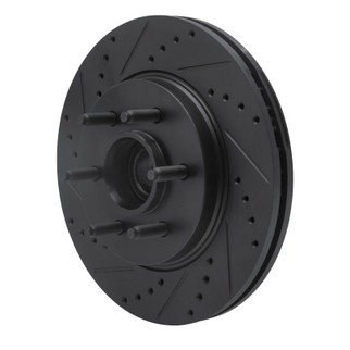R1 04-08 Ford F-150 RWD Front Left Drilled & Slotted Black Brake Rotor
