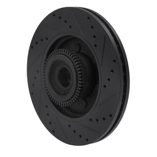 R1 04-08 Ford F-150 RWD Front Left Drilled & Slotted Black Brake Rotor