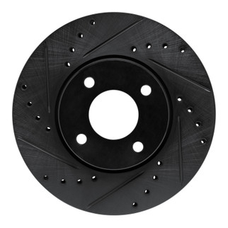 R1 00-06 Peugeot 406 (Mexico) Front Left Drilled & Slotted Black Brake Rotor