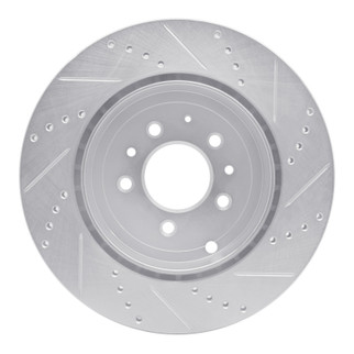 R1 07-15 Mazda CX-9 Rear Left Drilled & Slotted Silver Brake Rotor