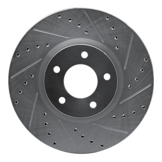 R1 07-13 Mazda 3 Front Right Drilled & Slotted Silver Brake Rotor
