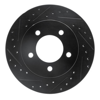 R1 97-02 Ford Expedition Front Left Drilled & Slotted Black Brake Rotor