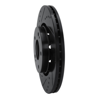 R1 09-15 Mitsubishi Lancer Front Right Drilled & Slotted Black Brake Rotor