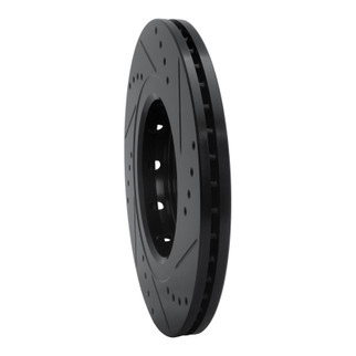 R1 09-15 Mitsubishi Lancer Front Right Drilled & Slotted Black Brake Rotor