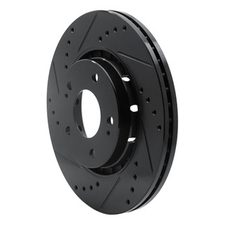 R1 09-15 Mitsubishi Lancer Front Left Drilled & Slotted Black Brake Rotor