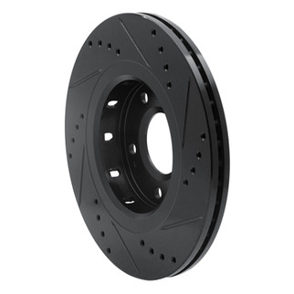R1 09-15 Mitsubishi Lancer Front Left Drilled & Slotted Black Brake Rotor