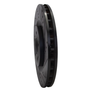 R1 08-15 Mitsubishi Lancer Front Right Drilled & Slotted Black Brake Rotor