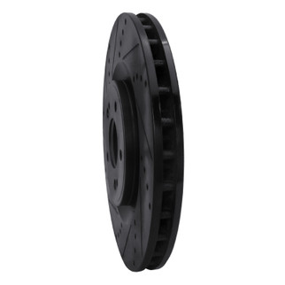 R1 08-15 Mitsubishi Lancer Front Left Drilled & Slotted Black Brake Rotor