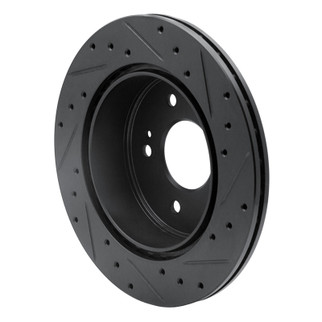 R1 06-12 Mitsubishi Eclipse Rear Left Drilled & Slotted Black Brake Rotor