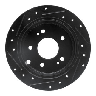 R1 04-12 Mitsubishi Eclipse Rear Right Drilled & Slotted Black Brake Rotor